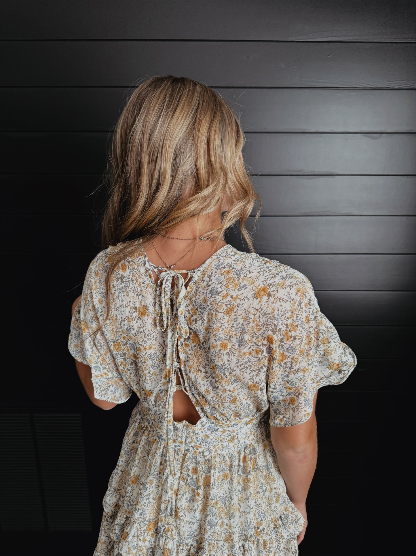 Yellow and Blue Floral Mini Dress