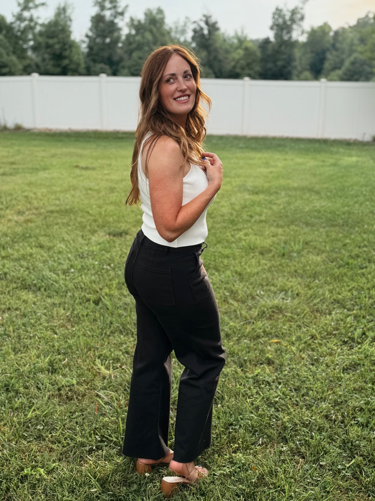 Cotton Stretch Wide Leg Pants