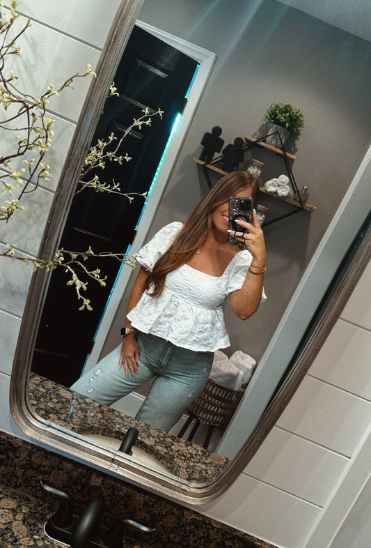 Floral Embossed Babydoll Shirt