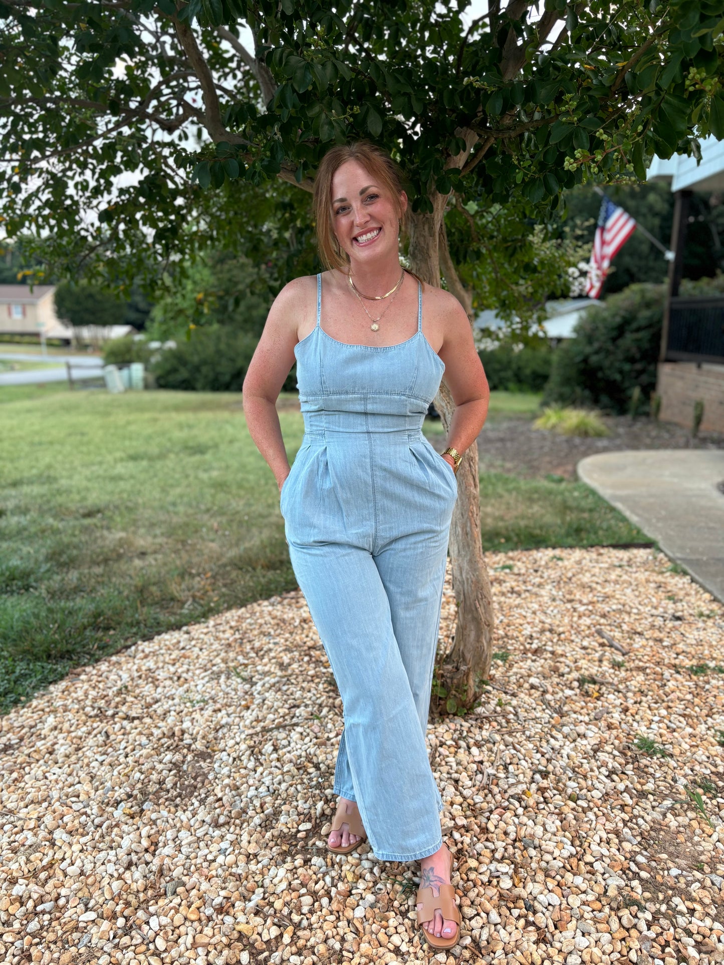 Washed Denim Jumpsuit