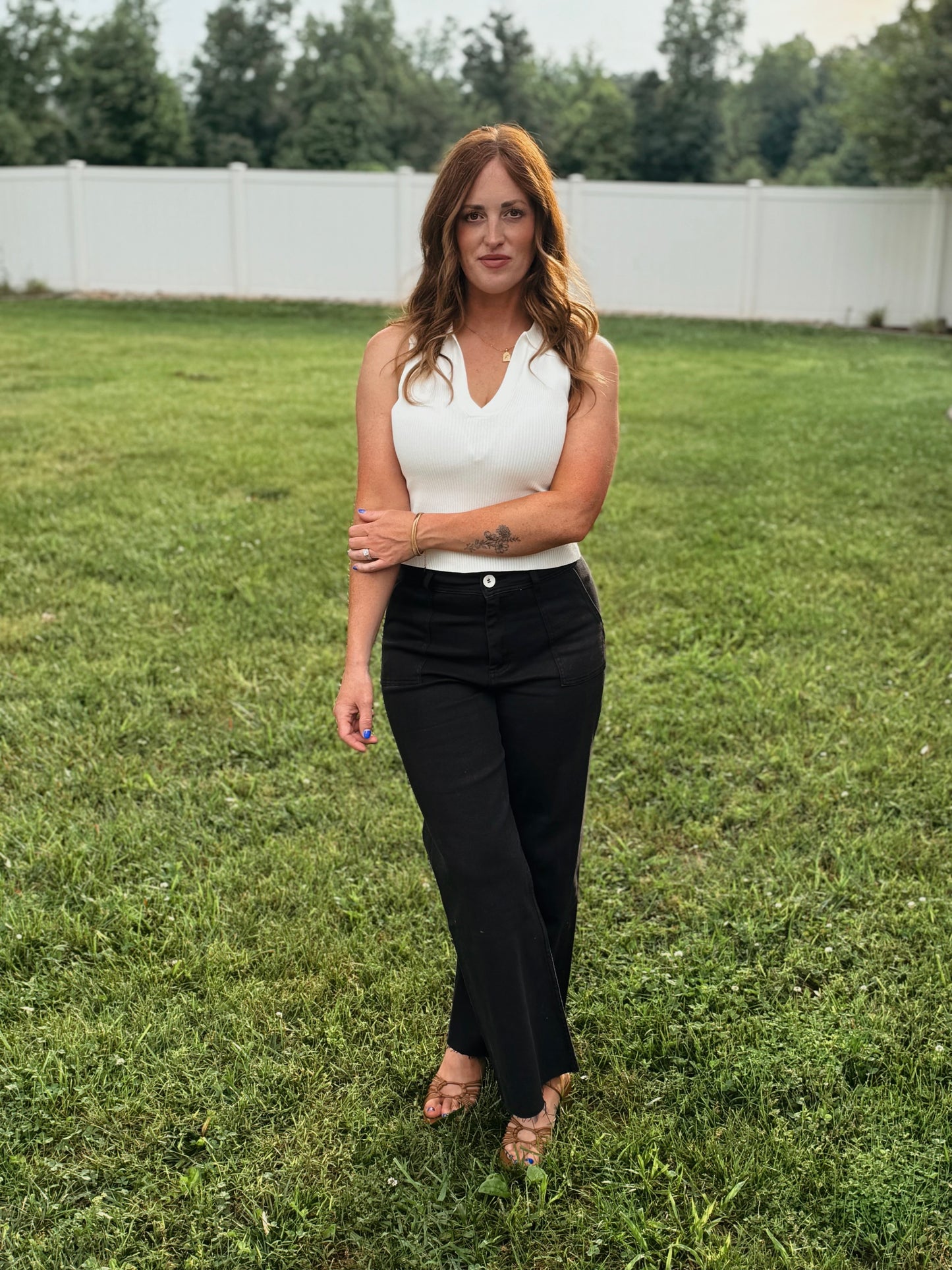 Cotton Stretch Wide Leg Pants
