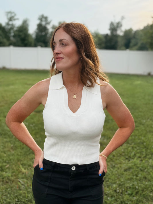 Collared Henley Tank