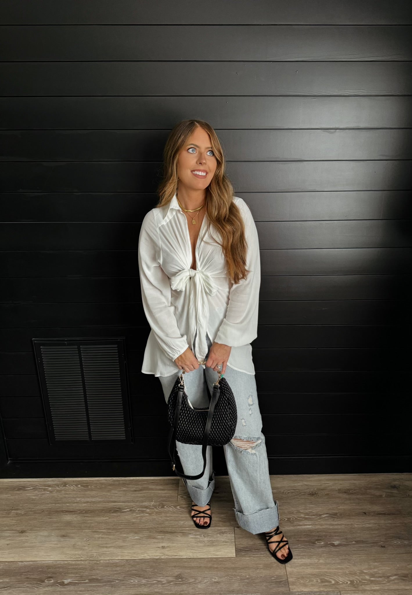 Front Twist Button Up